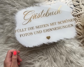 Welcome Sign - Gästebuch - Hochzeit, Verlobung, Hochzeitsdeko - Acrylschild, Plexiglasschild, Tischnummer, Table number