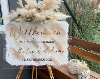 Welcome Sign - Willkommensschild - Hochzeit, Verlobung, Hochzeitsdeko - Acrylschild, Plexiglasschild, Tischnummer, Table number