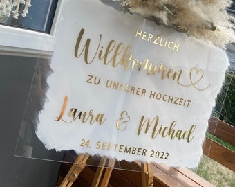 Welcome Sign - Willkommensschild - Hochzeit, Verlobung, Hochzeitsdeko - Acrylschild, Plexiglasschild, Tischnummer, Table number