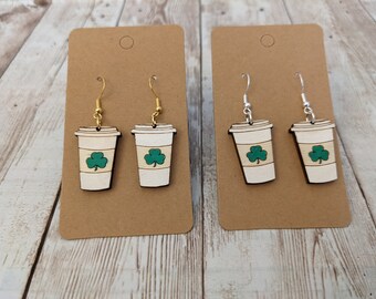 Shamrock Latte Cup Earrings