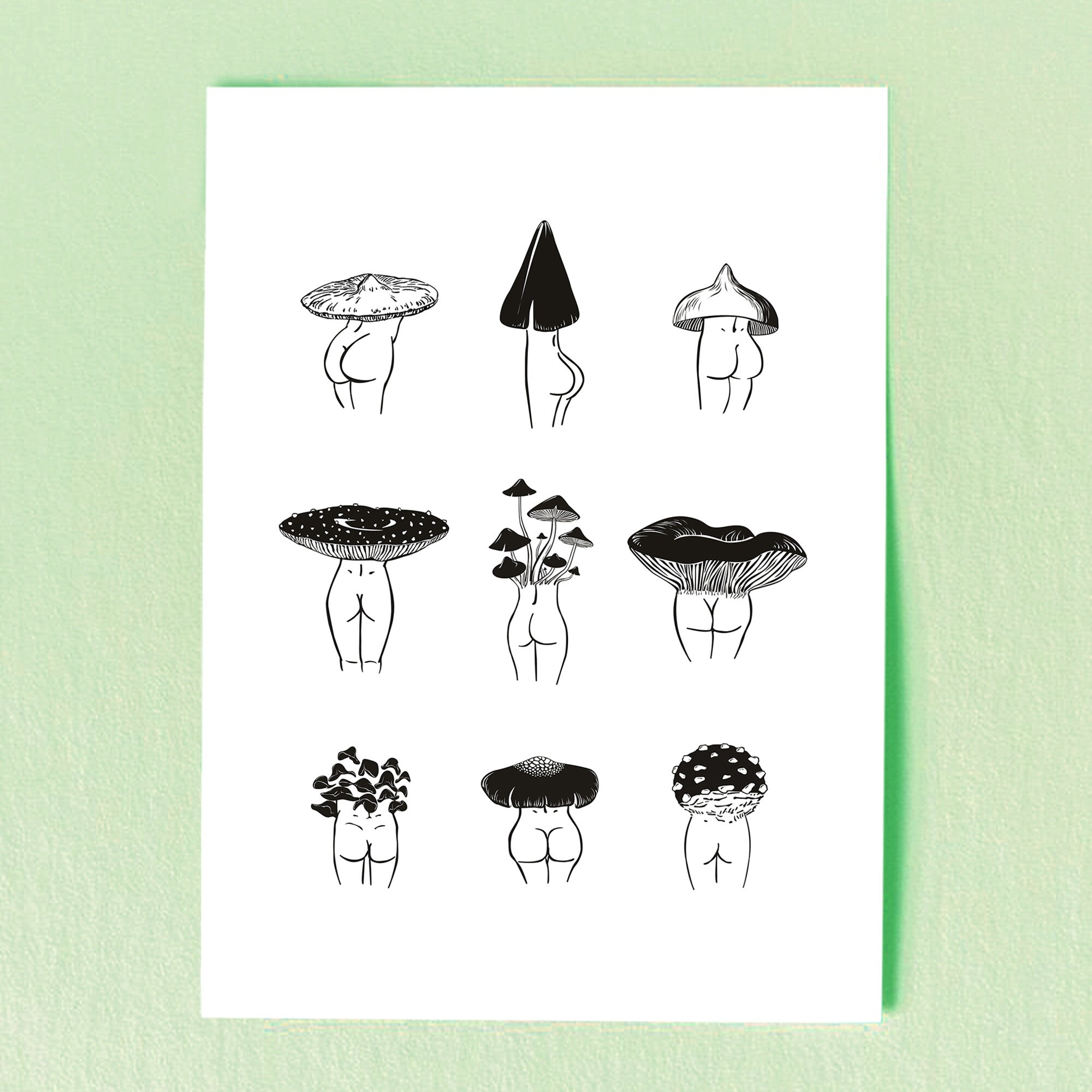 Mushroom Butt Art, Nice Bum, Cute Butt Art, Mushroom Art, Funny