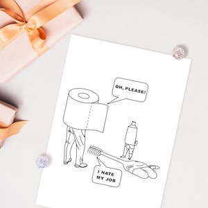 Funny Bathroom Line Art Print, Toilet Humor Poster (Digital Download) image 2
