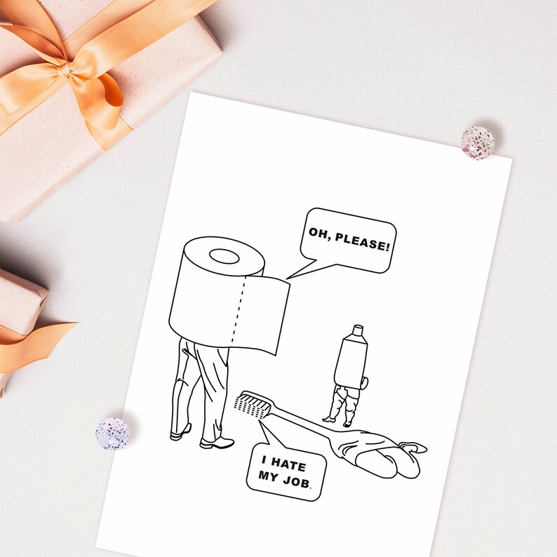 Funny Bathroom Line Art Print, Toilet Humor Poster (Digital Download) image 2
