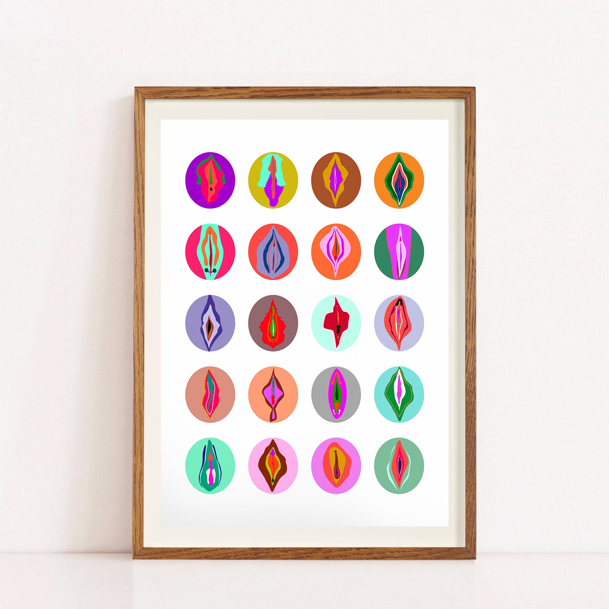 Colorful Vulva Art, Vagina Art, Pussy Art, Bathroom Art Decor, Lesbian ...