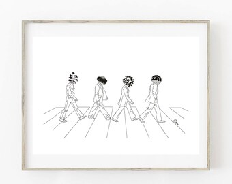 Mushroom Art, Abbey Road Beatles, Cute Mushroom Art, Mushroom Illustration, Minimalist Home Decor, Funny Art, Mushroom Printable, Line Art