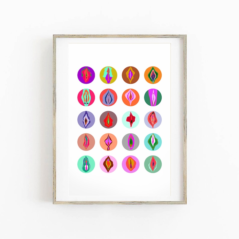 Colorful Vulva Art, Vagina Art, Pussy Art, Bathroom Art Decor, Lesbian ...