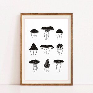 Sedere a fungo, Arte del sedere carino, Arte del fungo, Bel sedere, Arte divertente del bagno, Fungo stampabile, Bel sedere, Decorazione artistica da parete, Arte divertente della camera da letto immagine 3