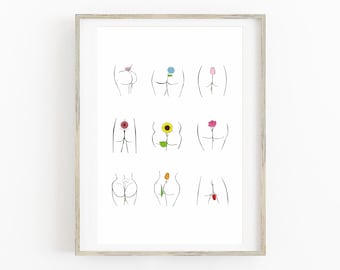 Arte de trasero divertido, trasero bonito, impresión artística minimalista, arte lineal corporal, arte feminista, arte divertido para el baño, imprimible corporal, decoración de pared, arte lineal