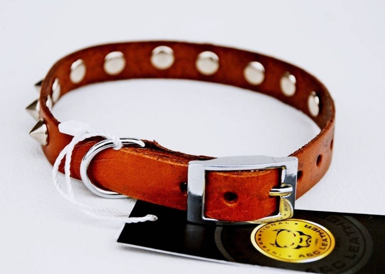 Puppy Collar Dog Collar for Small Dogs Custom Dog Collar Leather Studded Dog Collars Girl and Boy dog collars Brown /& Black