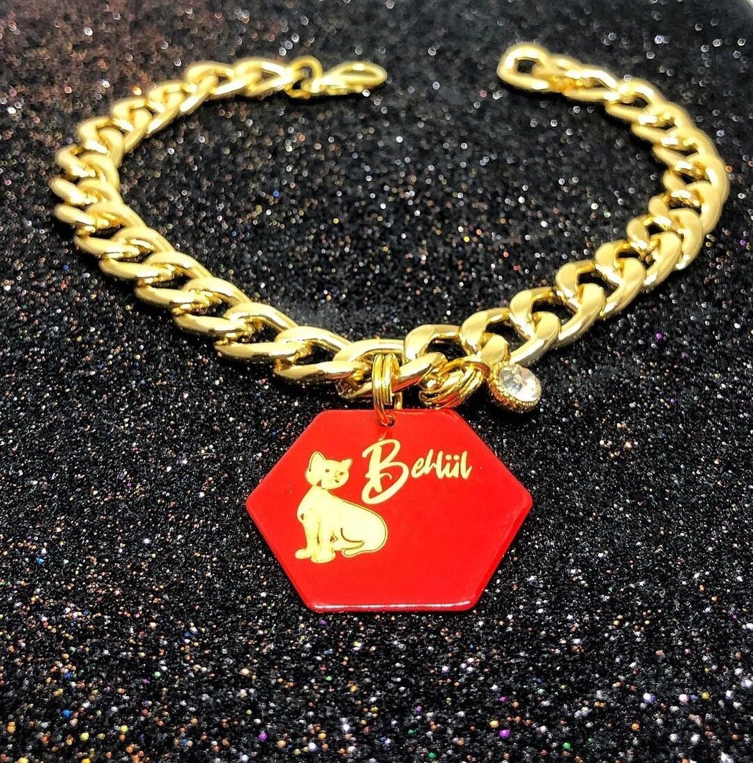 Cat Collar Personalized Chain Cat Collar Breakaway Gold Cat Etsy