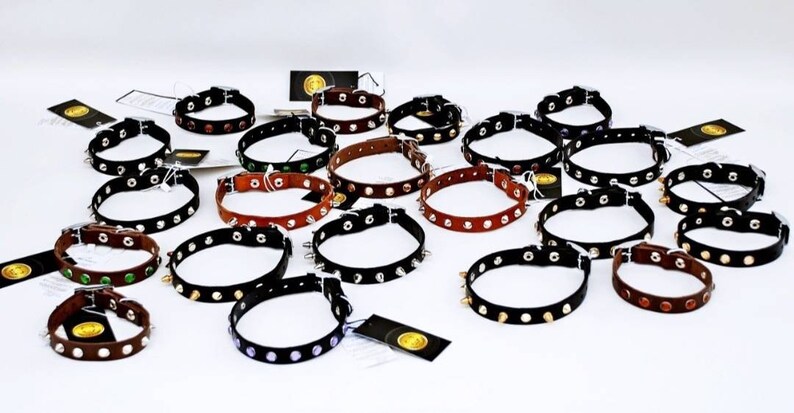 Puppy Collar Dog Collar for Small Dogs Custom Dog Collar Leather Studded Dog Collars Girl and Boy dog collars Brown /& Black