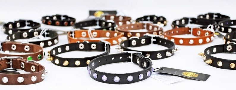 Puppy Collar Dog Collar for Small Dogs Custom Dog Collar Leather Studded Dog Collars Girl and Boy dog collars Brown /& Black