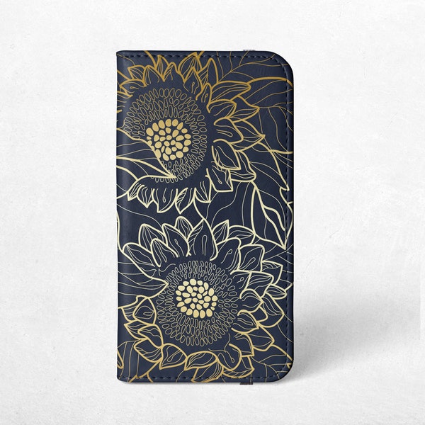 Sunflower Wallet Phone Case For iPhone 15, 14, 13 Pro Max, 15, 14 Plus, 13, 12 Mini, 11, Samsung S24, S23 Ultra, S22, S21 Plus, S20, Note 20