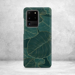 Gold Green Leaves Phone Case For Samsung Galaxy S24, S23 Ultra, S22, S22 Plus, S21, S21 Ultra, S20 Ultra, S20, Note 20, Note 10 Pro, S10