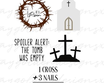 He Is Risen, Bundle,Spring, Easter, Sign, Clipart, SVG, PNG Digital Download, Set