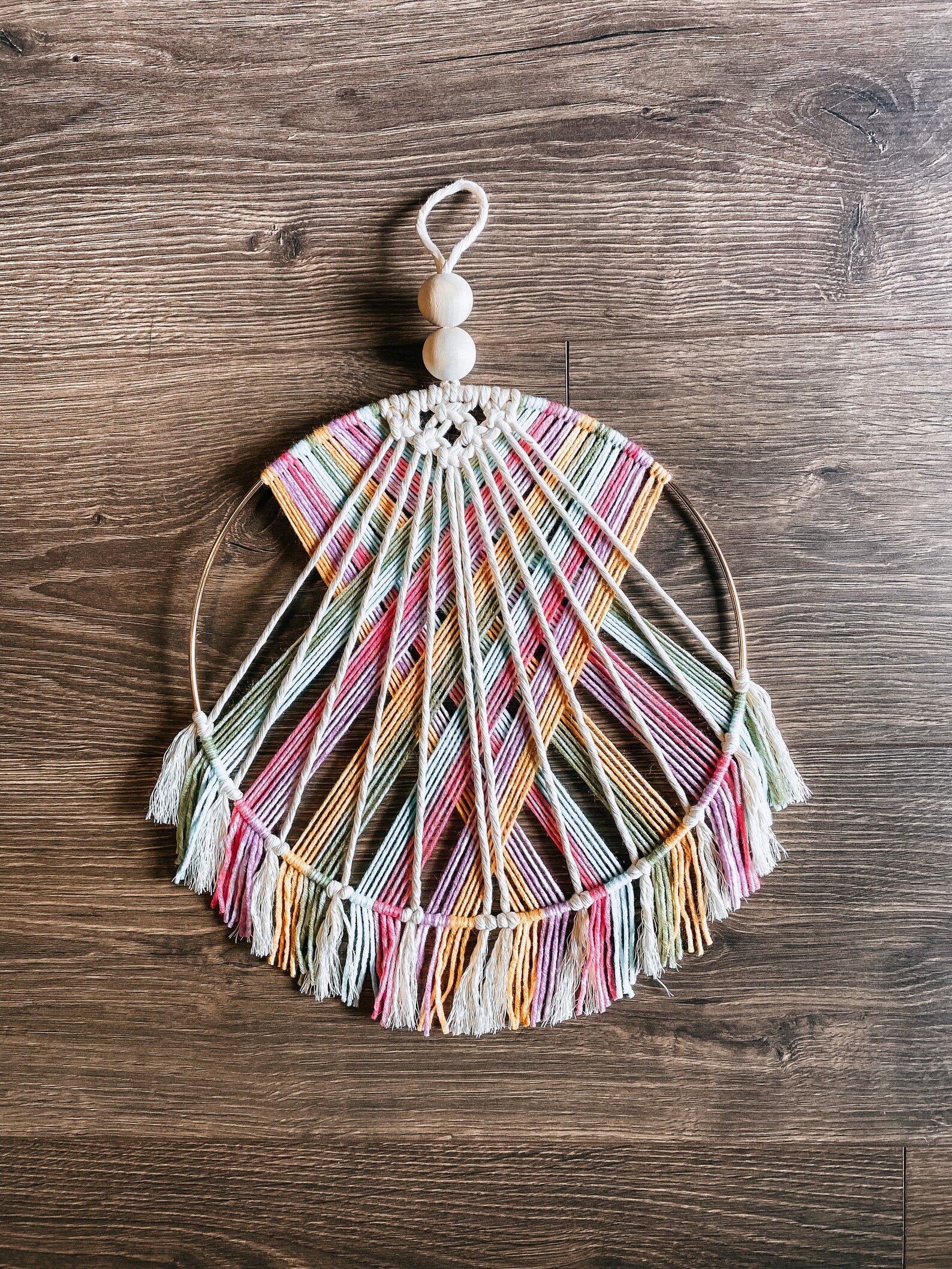 Rainbow Yarn Hoop Wall Hanging Macrame wall hanging and dream Etsy
