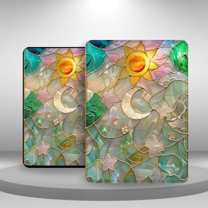 Custodia estetica in vetro colorato per Kindle Paperwhite 12/11, Kindle 11 2024/22, Kindle Scribe/Oasis/Colorsoft, custodia con cinturino da polso