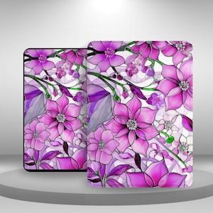 Custodia estetica per Kindle con motivo floreale in vetro colorato per Kindle Paperwhite 12/11, Kindle 11 2024/22, Kindle Scribe/Oasis/Colorsoft, custodia con cinturino da polso