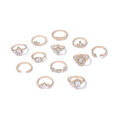 12 Pcs Vintage Gold-colored Ring Set Carved Finger Rings With - Etsy