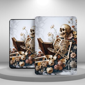 Custodia estetica Skeleton Reading per Kindle Paperwhite 12/11, Kindle 11 2024/22, Kindle Scribe/Oasis/Colorsoft, custodia con cinturino da polso