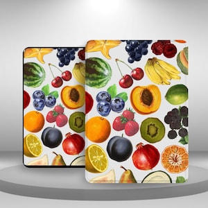 Custodia per Kindle con motivo collage di frutta per Kindle Paperwhite 12/11, Kindle 11 2024/22/10, Kindle Scribe/Oasis/Colorsoft, custodia con cinturino da polso