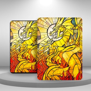 Custodia estetica per Kindle con stampa di drago in vetro colorato per Kindle Paperwhite 12/11, Kindle 11 2024/22, Scribe/Oasis/Colorsoft, custodia con cinturino da polso
