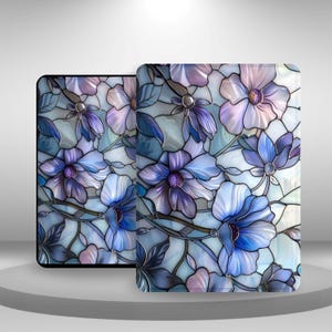 Custodia estetica per Kindle con motivo floreale in vetro colorato per Kindle Paperwhite 12/11, Kindle 11 2024/22, Kindle Scribe/Oasis/Colorsoft, custodia con cinturino da polso