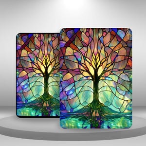 Stained Glass Print Kindle Aesthetic Case for Kindle Paperwhite 12 11, Kindle 11 2024/22, Kindle Scribe/Oasis/Colorsoft, Hand Strap Cover