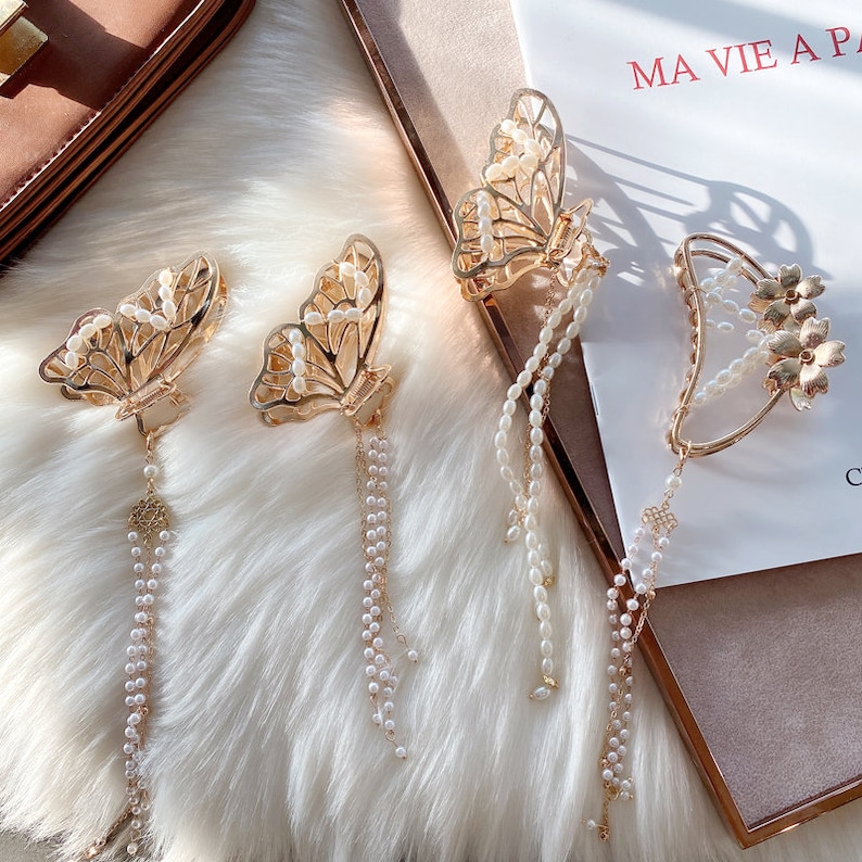 Butterfly Hair Clip Hair Claws Chain Barrettes Simple Cute Etsy