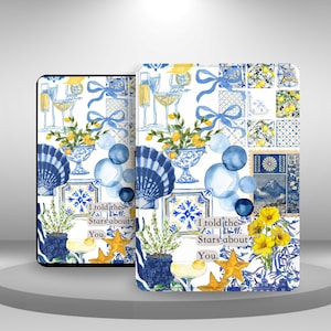 Custodia estetica per Kindle con motivo collage estivo per Kindle Paperwhite 12/11, Kindle 11 2024/22, Kindle Scribe/Oasis/Colorsoft, custodia con cinturino da polso