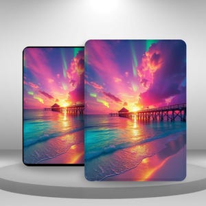 Custodia estetica Sunset Beach Kindle per Kindle Paperwhite 12/11, Kindle 11 2024/22, Kindle Scribe/Oasis/Colorsoft, custodia con cinturino da polso