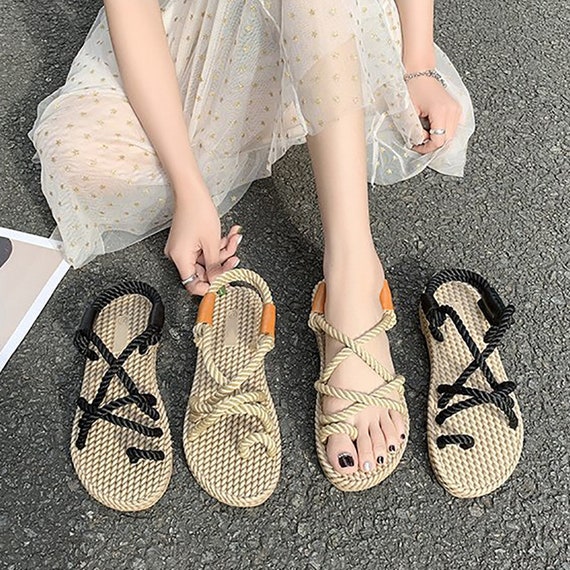 Straw Sandals for Women Strap Rope Summer Sandals Women Flip Etsy