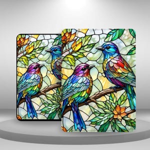 Custodia estetica per Kindle con motivo floreale in vetro colorato per Kindle Paperwhite 12/11, Kindle 11 2024/22, Scribe/Oasis/Colorsoft, custodia con cinturino da polso
