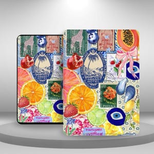 Custodia estetica per Kindle con collage estivo per Paperwhite 12/11, Kindle 11 2024/22/10, Kindle Scribe/Oasis/Colorsoft, custodia con cinturino da polso