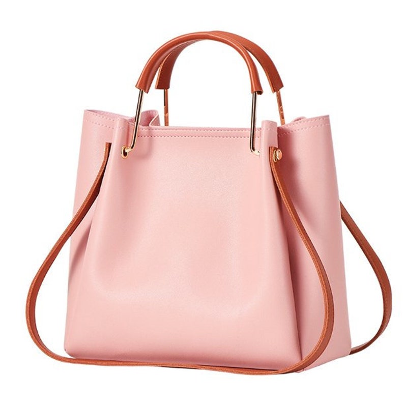 Woman Handbag Leather Shoulder Bag Tote Bag Bucket Bag Large Pink