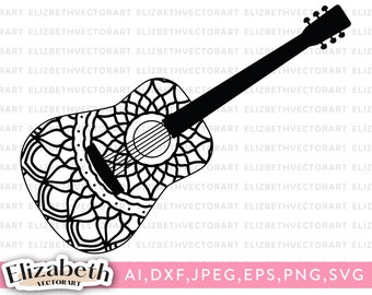 Download Print File Guitar Print Printing Guitar On T Shirts Digital Prints Guitar Png File Guitar Mandala Svg Guitar Clip Art Art Collectibles Digital Kromasol Com