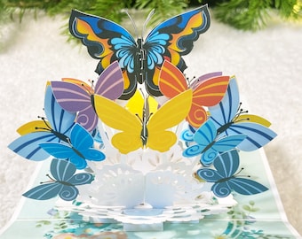 Papillons, carte pop up, carte anniversaire, carte anniversaire 3d, carte anniversaire enfant, carte de voeux pop up
