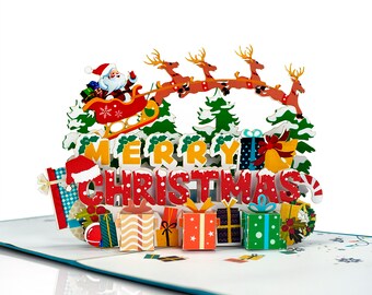 3D-Weihnachtskarte, Französische Weihnachtskarte, Frohe Weihnachtskarte, Kinderweihnachtsgeschenk, Handgemachte Karte