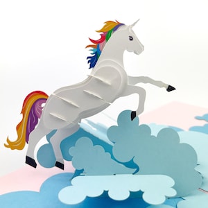 Licorne, Carte Pop up, Carte anniversaire, carte anniversaire enfant, carte anniversaire licorne, carte de voeux pop up, Carte de Noel