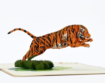 Indochinese Tiger, Pop Up Card, Birthday Card, Children's Birthday Card, Greeting Card, Pop up, Christmas Card