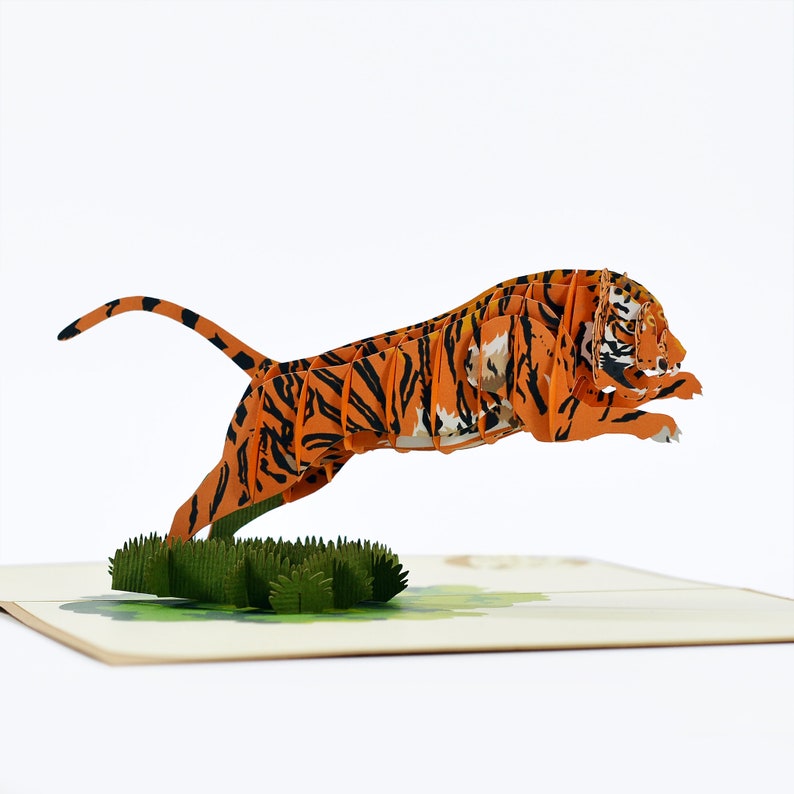 Tigre d'Indochine, Carte Pop Up, Carte Anniversaire, Carte Anniversaire Enfant, Carte De Voeux, Pop up, Carte De Noël image 1