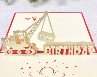Birthday Crane, Pop Up Card, Birthday Card, Children's Birthday Card, Wish Card, Christmas Card