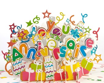 Carte Pop Up Joyeux Anniversaire, Carte Anniversaire 3D, Carte Pop Up Enfant, Cadeaux Surprise, Carte Couleur, Cartes faites à la main