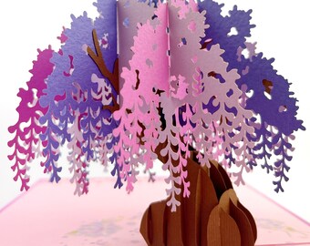 La Glycine, Geburtstagskarte, Liebeskarte, Pop-Up-Karte, Pop-Up-Grußkarte, Valentinstagskarte, Weihnachtskarte