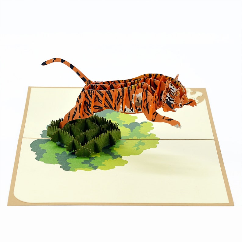 Tigre d'Indochine, Carte Pop Up, Carte Anniversaire, Carte Anniversaire Enfant, Carte De Voeux, Pop up, Carte De Noël image 4