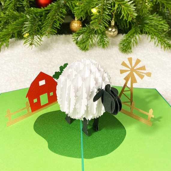 Mouton Verte Carte Pop Up Carte Anniversaire Carte Etsy
