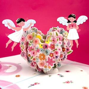 Cupid Love, Carte de Coeur, Carte anniversaire, Carte amour, Carte pop up, Carte de voeux pop up, Carte de Saint Valentin, Carte de Noël