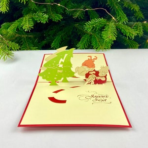 Santa Claus With Moto-Card Of Wishes 3d-Christmas Card 3d-Card Best Wishes 3d-Ed Christmas-Made Main With Envelope Included