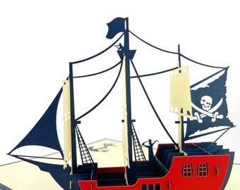Bateau Pirate, Carte Pop Up, Carte Anniversaire, Carte Anniversaire Enfant, Carte De Voeux Pop up, Carte De Noël