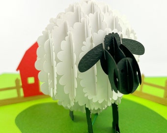 Birthday Card, Sheep Card, 3d Greeting Card, 3d Congratulations Card, Birthday Card, Handmade With Envelope Included